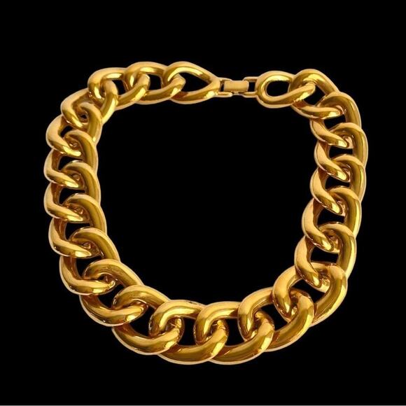 Vintage Napier Necklace Chunky Chain Link Gold Plated Mob Wife 16” Maximalist - Picture 2 of 9